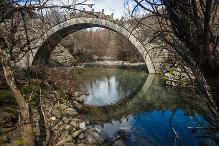 Image of Captain Arcoudas stone bridge, Zagorohoria, Greeceの写真素材