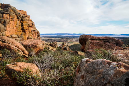 Landscape with strange rock formations at Peracence, Teruel, Aragon, Spainの写真素材