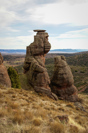Landscape with strange rock formations at Peracence, Teruel, Aragon, Spainの写真素材