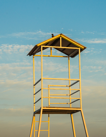 Volleyball tower near the town of Scala, Agistri, Greeceの写真素材