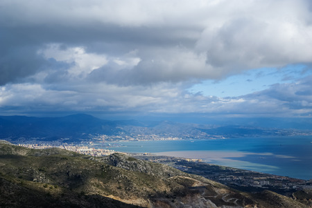 Cityscape from the mountain at Benalmadena, Andalusia, Spainの写真素材