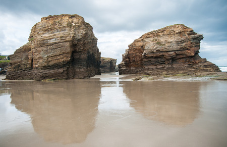 Beautiful seascape with cliffs As Catedrais, Galicia, Spainの写真素材