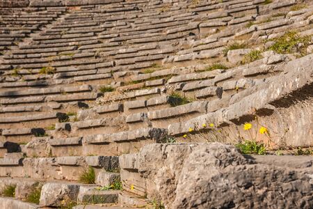 Image of Ruins of an ancient greek theatre at Delphi, Greeceの写真素材