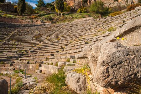 Image of Ruins of an ancient greek theatre at Delphi, Greece