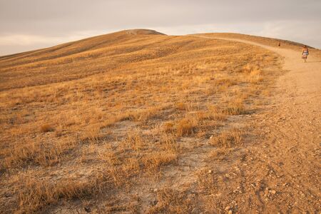 Beautiful view from Mount Bogdo at sunset, Russiaの写真素材