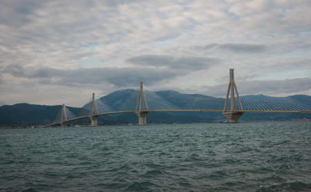 Image of Rio-Antirio bridge at cloudy day, Greeceの写真素材