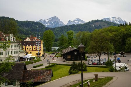 Scenic landscape in an area of castle Hohenschwangau in Bavaria, Germanyのeditorial素材