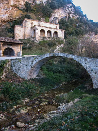 Image of Small church at the side of the road, Tobera, Burgos, Castilla y Leon, Spainの写真素材