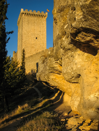 Ruins of a castle at Penaranda del Duero, Burgos, Castilla y Leon, Spainの写真素材