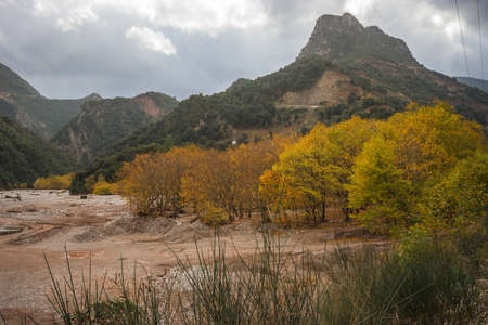 Scenic mountain autumn landscape at Evitania, Greece