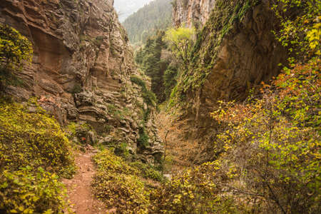 Scenic mountain autumn landscape at Evitania, Greeceの写真素材