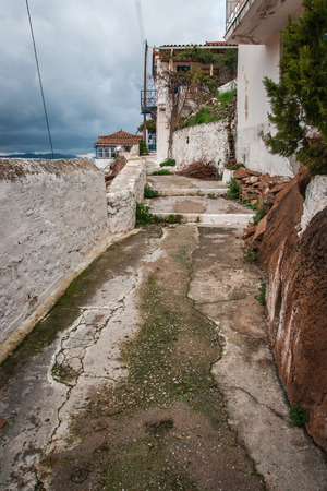 Scenic cityscape at island  of Poros, Greeceの写真素材