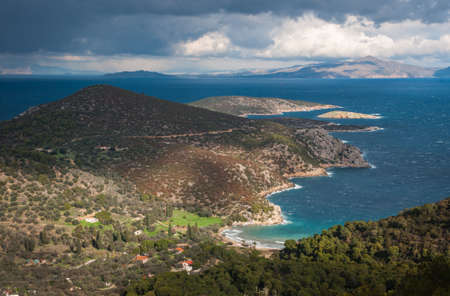 Scenic seascape at island of Poros, Greeceの写真素材