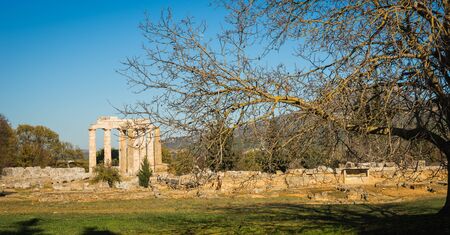 Ruins of an ancient Greek temple in Nemea on Peloponnese, Greeceの写真素材