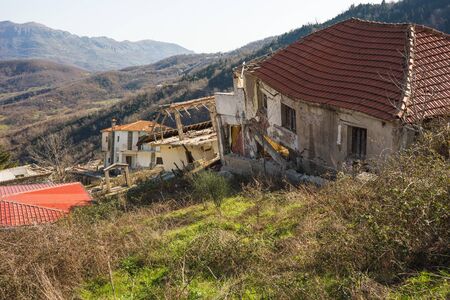 Image of sliding village Ropoto after a landslide in Greeceの写真素材