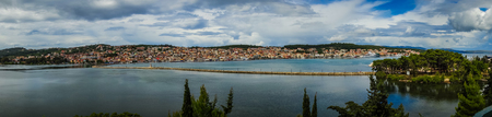 Picturesque view of city of Argostoli on lakeside, Kefalonia, Greeceの写真素材