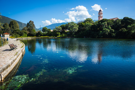 Image of lake Karavomilos at Kefalonia island in Greeceの写真素材