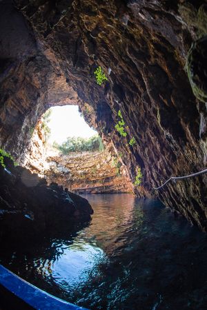 Image of famous melissani lake on Kefalonia island in Greeceの写真素材