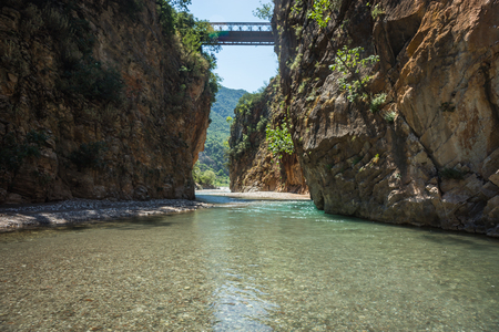 Scenic mountain  landscape with Krikiliotis river, Evritania, Greeceの写真素材
