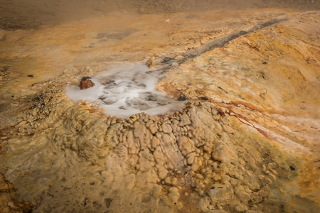 Picturesque thermal springs on the beach in Loutra Edipsou, Evia, Greeceの写真素材