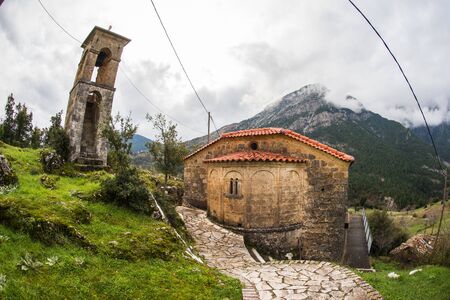 Image of Small church at  side of road on Peloponnese in Greeceの写真素材