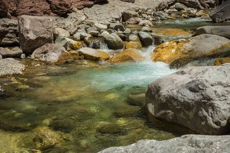 Mountain river gorge near Panta Vrexei in Evritania in Greeceの写真素材