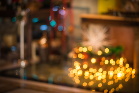 Image of Christmas decorations with lights and bokehの写真素材