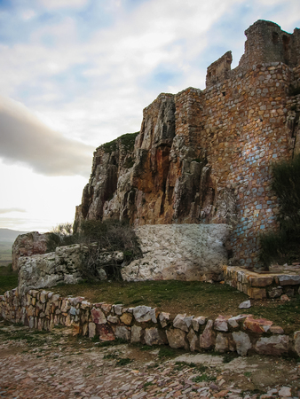 Ruins of New Calatrava Castle near Ciudad Realin Castilla la Mancha in  Spainの写真素材