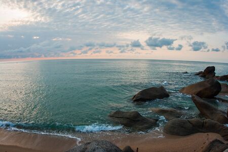Beautiful seascape at Lamai beach on Samui island in Thailandの写真素材