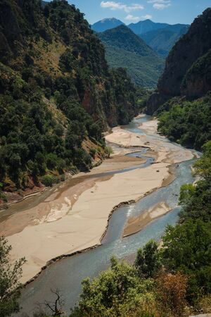 Scenic mountain  landscape with Krikiliotis river, Evritania, Greeceの写真素材