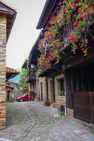 Image of Beautiful village Barcena Maior in Asturia y Cantabria, Spainの写真素材