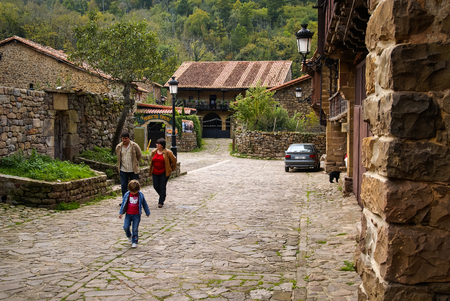 Barcena Maior, Spain - October 11, 2008, People on the street of Barcena Maior, Asturia y Cantabria in Spainのeditorial素材