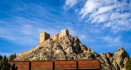 Image of beautiful medieval castle at Sax, Valencia in Spainの写真素材