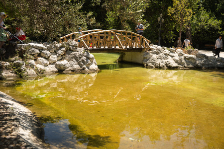 National botanical garden of Athens, Greece â May 25, 2016, People walking in National botanical garden of Athens, Greeceのeditorial素材