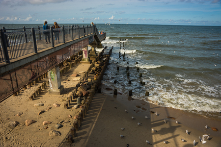 Svetlogorsk, Russia - August 26, 2017,  People on the beach of Svetlogorsk, Kaliningrad region, Russiaのeditorial素材
