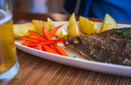 Still life with fish, vegetables and herbs, Russiaの写真素材