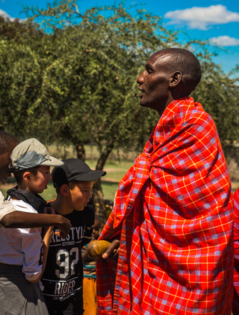 Masai village, Kenia - Novembre 01, 2017, Residents of Masai village, Keniaのeditorial素材