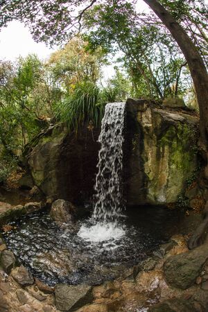 Image of  small lake with waterfall in Crimea in Russia