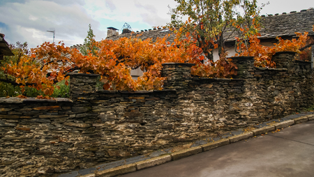 Urban autumn landscape in one of the black cities of Spain  Majaelrayo
