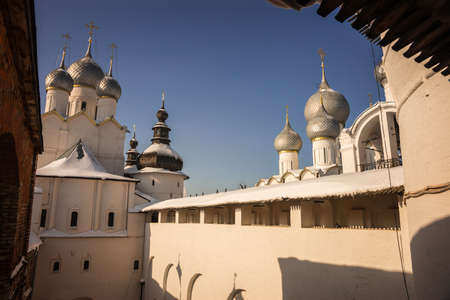 Image of Rostov Kremlin in  snow in winter, Russia