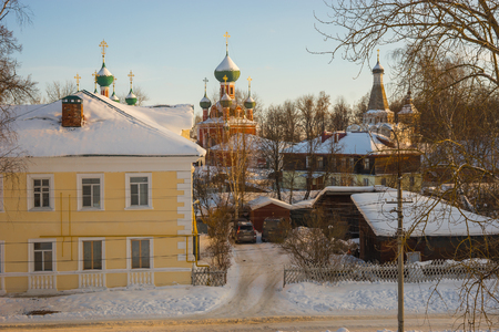 Winter city landscape in Pereslavl Zalessky in the Yaroslavl region in Russiaの写真素材