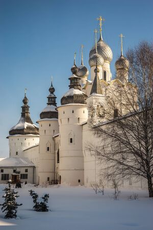 Image of Rostov Kremlin in  snow in winter, Russia
