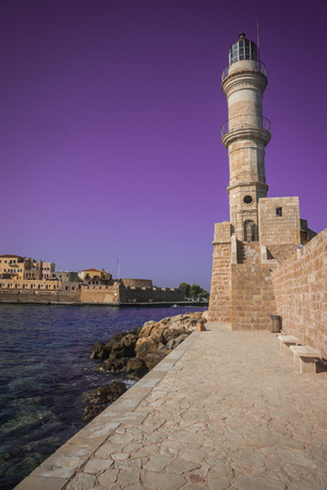 Picturesque seascape in  port of Xania in Greeceの写真素材