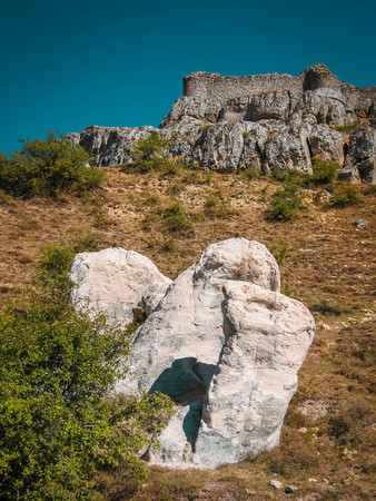 Image of ruins of Atiensa castle, Castilla la Mancha, Spainの写真素材