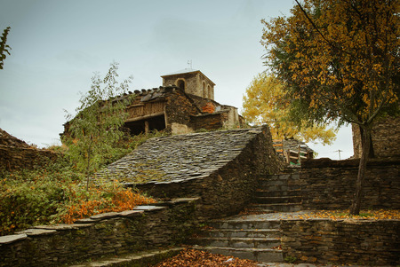 Urban autumn landscape in one of  black cities of Spain  Campillo de Ranas