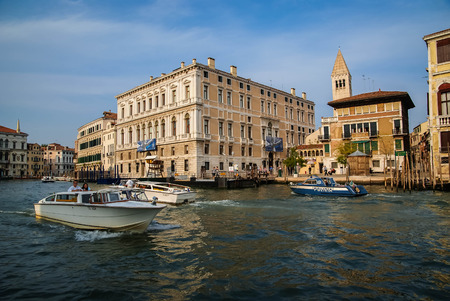 Venice, Italy - SEPTEMBER 21, 2009:  People and gondolas on chanels of Venice, Italyのeditorial素材