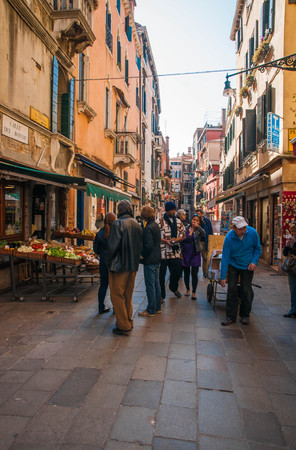 Venice, Italy - MARCH 23, 2011:  People  on the chanels of Venice, Italyのeditorial素材