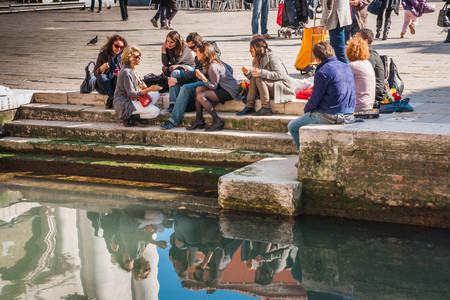 Venice, Italy - MARCH 23, 2011:  People  on the chanels of Venice, Italyのeditorial素材