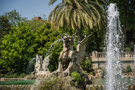 Fountain Cascada in Ciudadela Park in Barcelona in Spainの写真素材