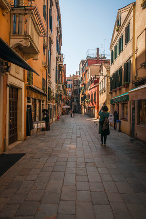 Venice, Italy - MARCH 23, 2011:  People  on canals of Venice, Italyのeditorial素材